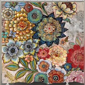Laural Home Floral Shower Curtain Boho Colorful Spring Floral 71” x 72”